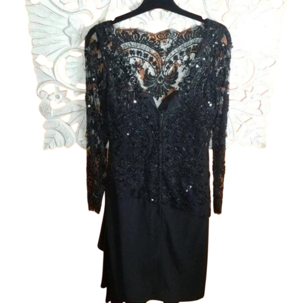 Lillie Rubin Black American Vintage Evening Sequin Dress Size 8 - Picture 6 of 9